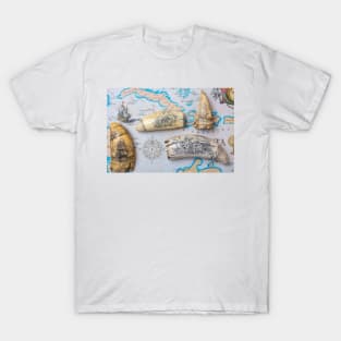 Old Cuba Map With Scrimshaw T-Shirt